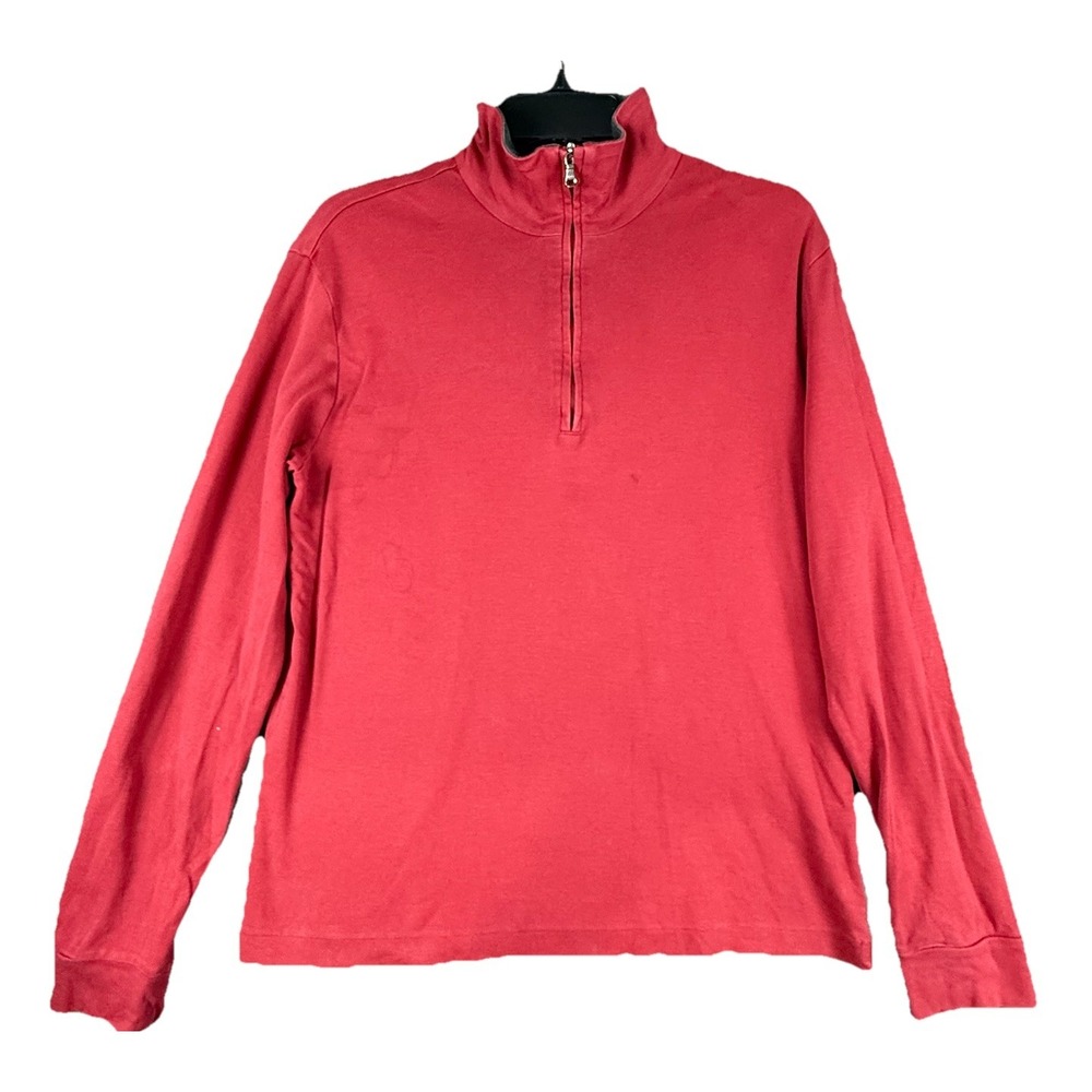 Boss Hugo Boss‎ Pullover Mens Small Red Long Sleeve Pima Cotton 1/4 Zip Shirt